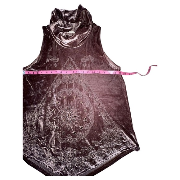 POL | PLUM Velvet Embroidered Sleeveless Top SZ SM - Picture 4 of 6